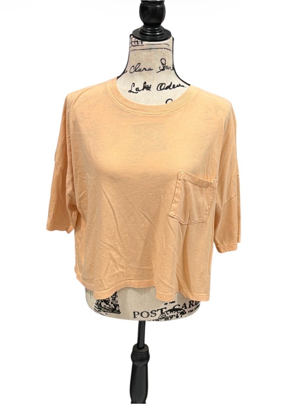 SO Women’s XL Peach Boxy Crop Pocket Tee 100% Cotton